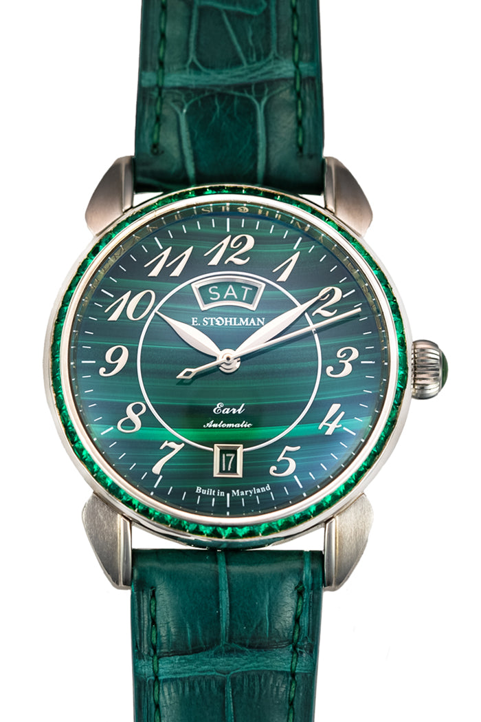 The Earl, Limited Edition - Malachite with 1.8 ctw of genuine emeralds - PREORDER